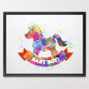 Horse toys Contemporary Watercolor Art Print N152