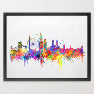 London Skyline UK United Kingdom Contemporary Watercolor Art Print N391