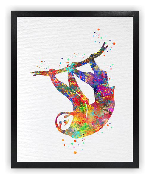 Sloth Contemporary Watercolor Art Print N432