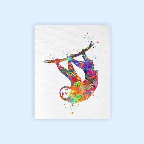 Sloth Contemporary Watercolor Art Print N432 - Image 3