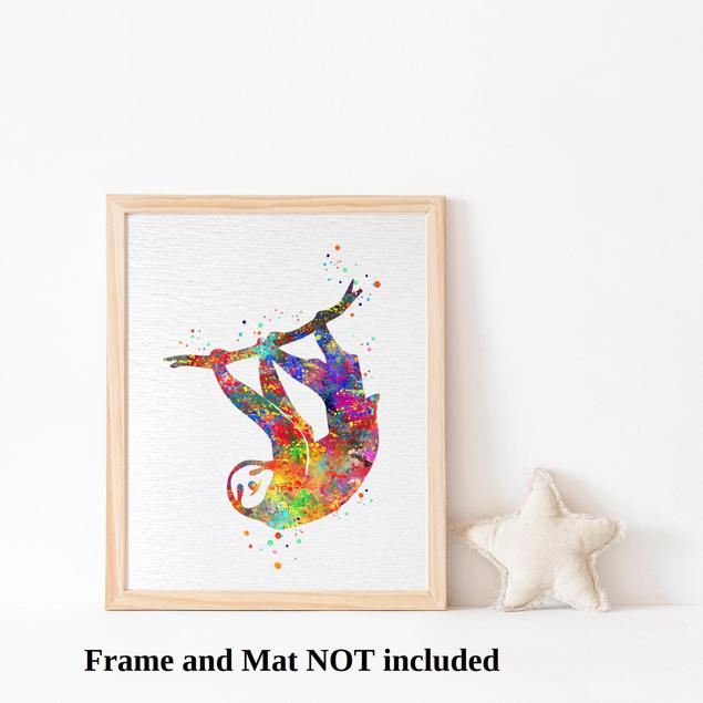 Sloth Contemporary Watercolor Art Print N432 - Image 4