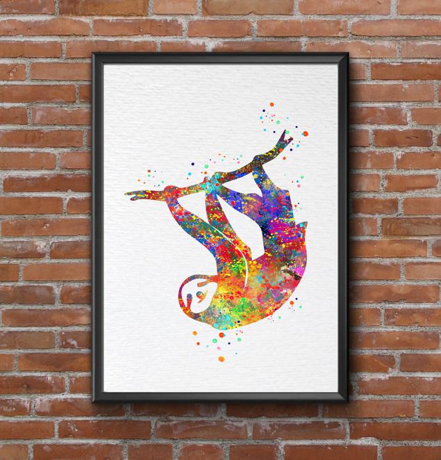 Sloth Contemporary Watercolor Art Print N432 - Image 8