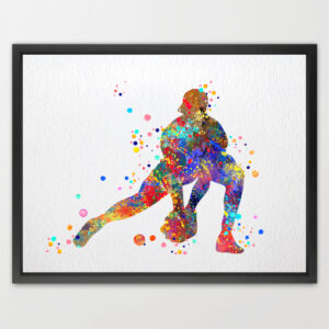 Baseball Softball Catcher Sports Contemporary Watercolor Art Print N431