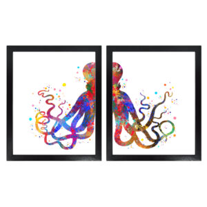 Dignovel Studios Unframed (Set of 2) Octopus Watercolor Art Print Home Decor Poster dnc26