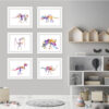 Dignovel Studios Unframed (Set of 6) T Rex Stegosaurus Triceratops Pterodactylus Parasaurolophus Spinosaurus Watercolor Dinosaur Skeleton Nursery Decor dnc2 - Image 8