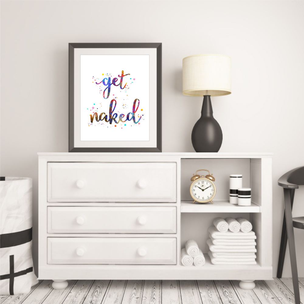 Dignovel Studios Unframed Get Naked Funny Bathroom Sign Watercolor art print dnc33 - Image 3