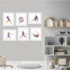 Dignovel Studios Unframed (Set of 6) Watercolor Girl Baseball Softball helmet glove ball bat blazer Sport Art print Bedroom Wall Art dnc4 - Image 8