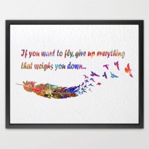 Dignovel Studios Unframed Feather Motivational Inspirational Inspiring Quotes Watercolor Art Print Wall Art Poster Home Decor Hanging DN505