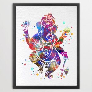 Dignovel Studios Unframed Elephant Hindu God Ganesha Lord Worship Prayer Watercolor Art Print Wall Art Poster Home Decor Hanging DN516