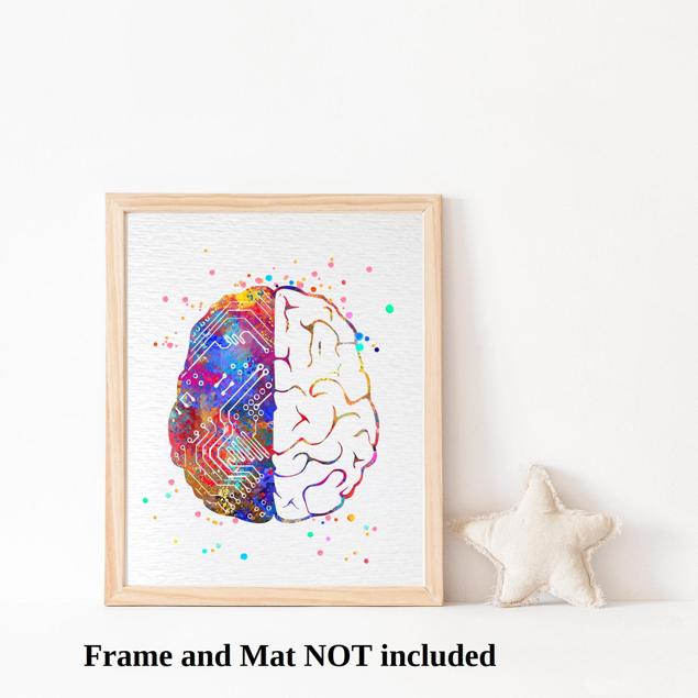 Dignovel Studios Unframed Human Brain Computer Circuit Artificial Intelligence Watercolor Art Print Wall Art Poster Home Decor Hanging DN523 - Image 3
