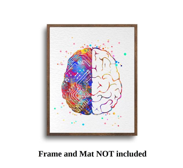 Dignovel Studios Unframed Human Brain Computer Circuit Artificial Intelligence Watercolor Art Print Wall Art Poster Home Decor Hanging DN523 - Image 5