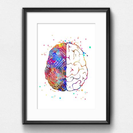 Dignovel Studios Unframed Human Brain Computer Circuit Artificial Intelligence Watercolor Art Print Wall Art Poster Home Decor Hanging DN523 - Image 6