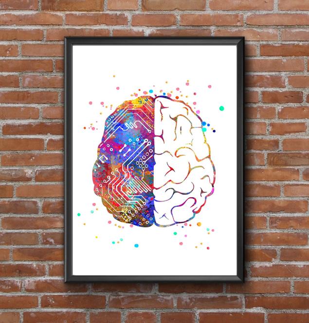 Dignovel Studios Unframed Human Brain Computer Circuit Artificial Intelligence Watercolor Art Print Wall Art Poster Home Decor Hanging DN523 - Image 7