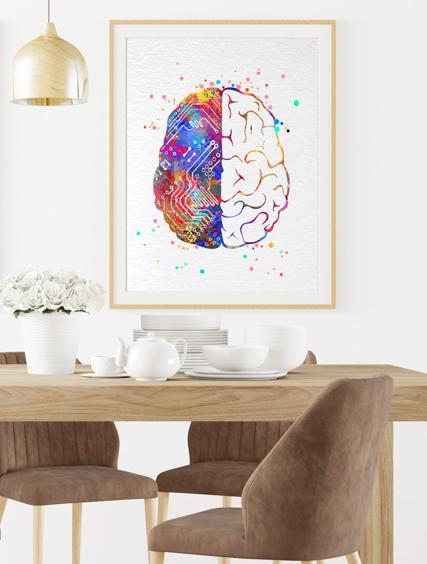 Dignovel Studios Unframed Human Brain Computer Circuit Artificial Intelligence Watercolor Art Print Wall Art Poster Home Decor Hanging DN523 - Image 8