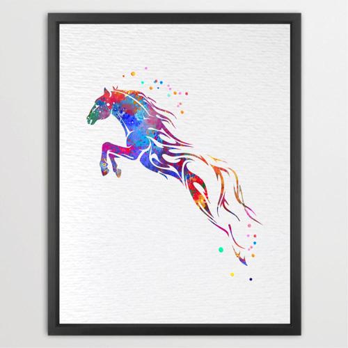 Dignovel Studios Unframed Horse Running Fire Freedom Watercolor Art Print Wall Art Poster Home Decor Hanging DN527