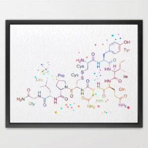 Dignovel Studios Unframed Oxytocin Molecule Love Molecule Symbol Chemistry Watercolor Art Print Wall Art Poster Home Decor Hanging DN537