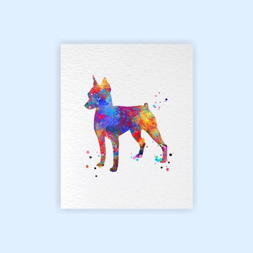 Dignovel Studios Unframed Miniature Pinscher Dog Pet Watercolor Art Print Wall Art Poster Home Decor Hanging DN540 - Image 2