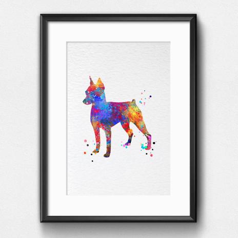 Dignovel Studios Unframed Miniature Pinscher Dog Pet Watercolor Art Print Wall Art Poster Home Decor Hanging DN540 - Image 6