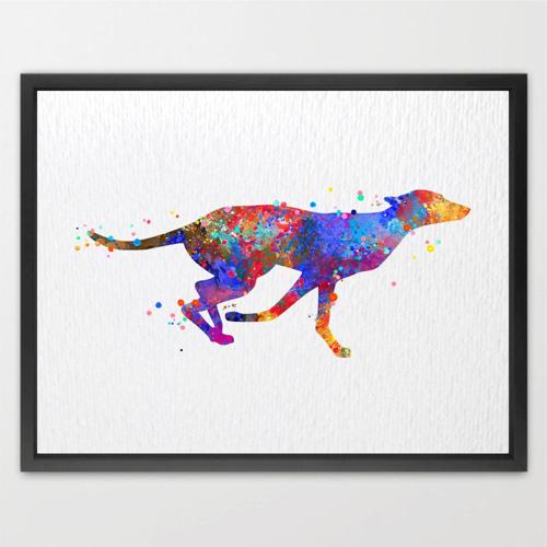 Dignovel Studios Unframed Greyhound Dog Running Chasing Watercolor Art Print Wall Art Poster Home Decor Hanging DN543