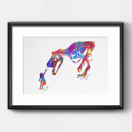 Dignovel Studios Unframed Girl and T-Rex Dinosaur Curiosity Bravery Watercolor Art Print Wall Art Poster Home Decor Hanging DN545 - Image 6