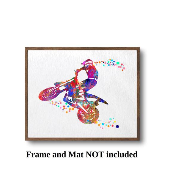 Dignovel Studios Unframed Motocross Dirt Bike Sports Off-road Motorcycle Watercolor Art Print Wall Art Poster Home Decor Hanging DN546 - Image 3