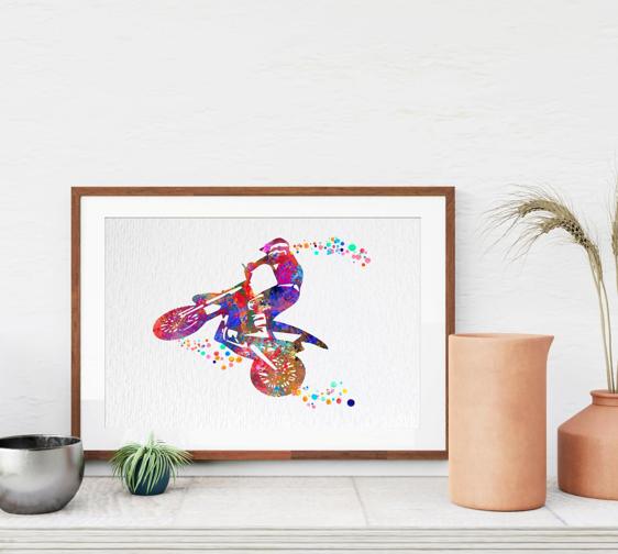 Dignovel Studios Unframed Motocross Dirt Bike Sports Off-road Motorcycle Watercolor Art Print Wall Art Poster Home Decor Hanging DN546 - Image 8