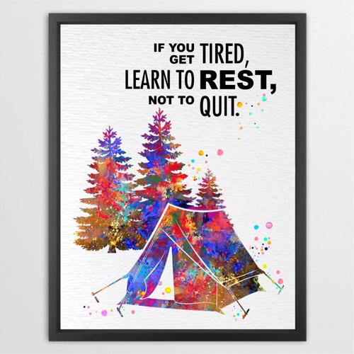 Dignovel Studios Unframed If You Get Tired Learn To Rest Not to Quit Girl Quotes Watercolor Art Print Wall Art Poster Home Decor Hanging DN548
