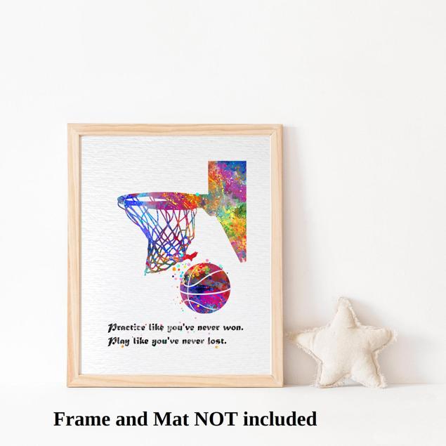 Dignovel Studios Unframed Basketball Training Practice Like You've Never Won Quotes Watercolor Art Print Wall Art Poster Home Decor Hanging DN555 - Image 3
