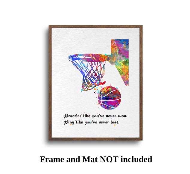 Dignovel Studios Unframed Basketball Training Practice Like You've Never Won Quotes Watercolor Art Print Wall Art Poster Home Decor Hanging DN555 - Image 5