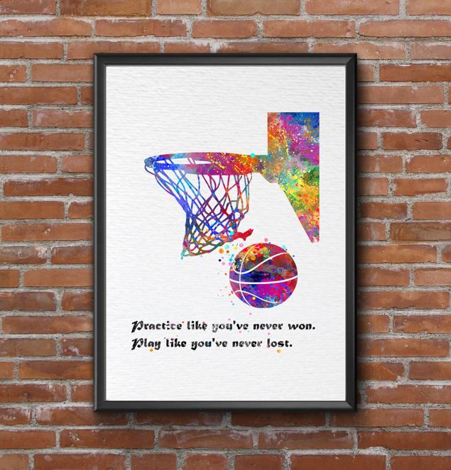 Dignovel Studios Unframed Basketball Training Practice Like You've Never Won Quotes Watercolor Art Print Wall Art Poster Home Decor Hanging DN555 - Image 7