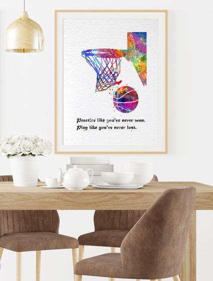 Dignovel Studios Unframed Basketball Training Practice Like You've Never Won Quotes Watercolor Art Print Wall Art Poster Home Decor Hanging DN555 - Image 8