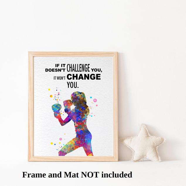 Dignovel Studios Unframed Boxing Training Workout Exercise Woman Girl Challenge Change You Inspirational Quotes Words Saying Wisdom Watercolor Art Print Wall Art Poster Home Decor Hanging DN558 - Image 3