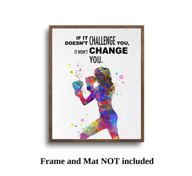 Dignovel Studios Unframed Boxing Training Workout Exercise Woman Girl Challenge Change You Inspirational Quotes Words Saying Wisdom Watercolor Art Print Wall Art Poster Home Decor Hanging DN558 - Image 5