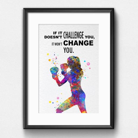 Dignovel Studios Unframed Boxing Training Workout Exercise Woman Girl Challenge Change You Inspirational Quotes Words Saying Wisdom Watercolor Art Print Wall Art Poster Home Decor Hanging DN558 - Image 6