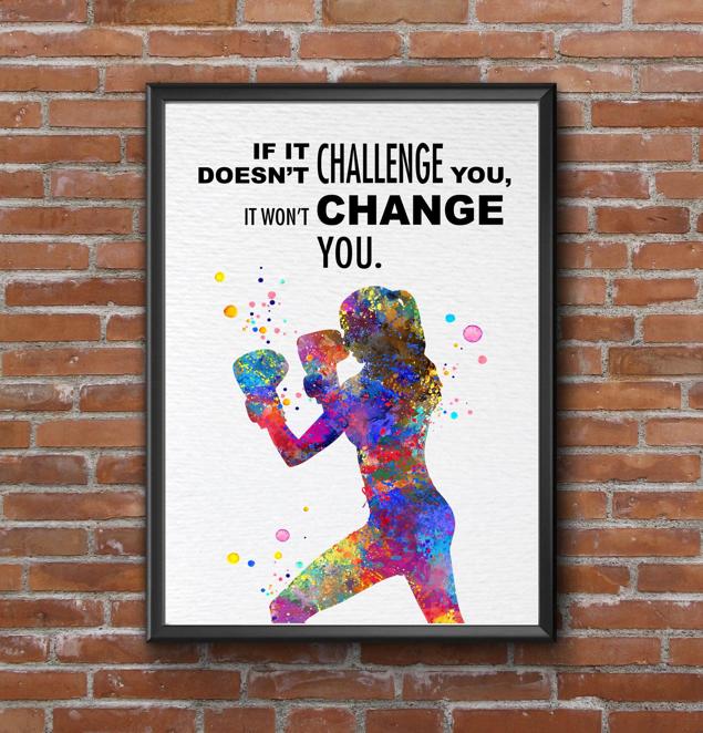 Dignovel Studios Unframed Boxing Training Workout Exercise Woman Girl Challenge Change You Inspirational Quotes Words Saying Wisdom Watercolor Art Print Wall Art Poster Home Decor Hanging DN558 - Image 7