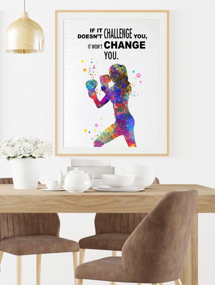 Dignovel Studios Unframed Boxing Training Workout Exercise Woman Girl Challenge Change You Inspirational Quotes Words Saying Wisdom Watercolor Art Print Wall Art Poster Home Decor Hanging DN558 - Image 8