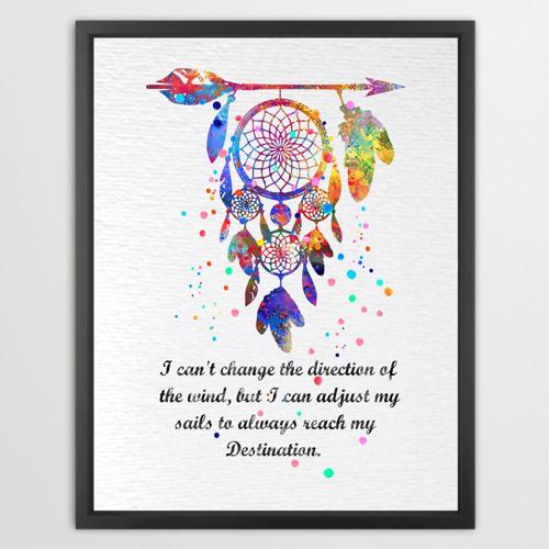 Dignovel Studios Unframed Dreamcatcher Always Reach My Destination Native American Inspirational Quotes Saying Wisdom Watercolor Art Print Wall Art Poster Home Decor Hanging DN562