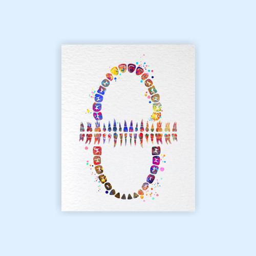 Dignovel Studios Unframed Tooth Chart Anatomical Art Dental Clinic Dentistry Science Watercolor Art Print Wall Art Poster Home Decor Hanging DN565 - Image 2