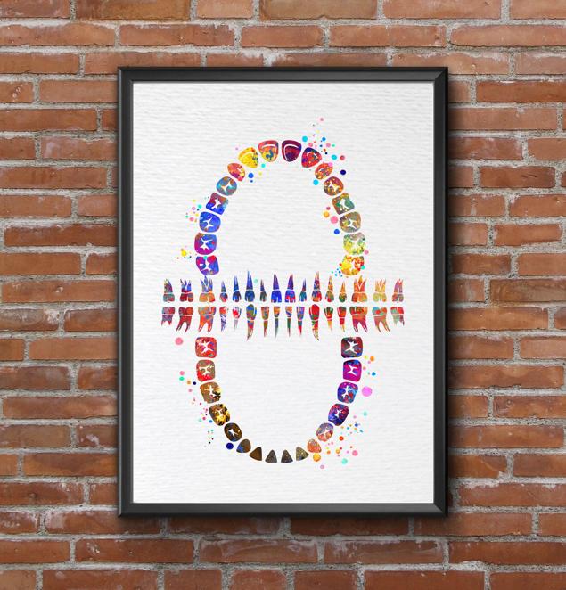 Dignovel Studios Unframed Tooth Chart Anatomical Art Dental Clinic Dentistry Science Watercolor Art Print Wall Art Poster Home Decor Hanging DN565 - Image 7