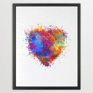 Dignovel Studios Unframed Beautiful Heart Love Valentines Day for Him and Her Inspirational Watercolor Art Print Wall Art Poster Home Decor Hanging DN567