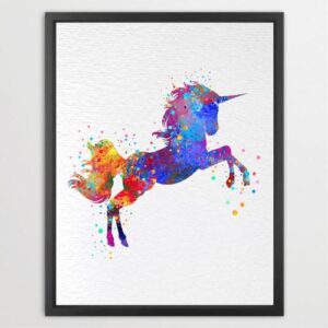 Dignovel Studios Unframed Unicorn Rainbow Fantasy Party Inspirational Watercolor Art Print Wall Art Poster Home Decor Hanging DN586