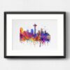 Dignovel Studios Unframed Seattle Skyline City Washington United States Cityscape Landmark Attraction Hometown Watercolor Art Print Wall Art Poster Home Decor Hanging DN589 - Image 6