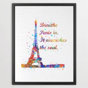 Dignovel Studios Unframed Eiffel Tower Paris France Breathe Paris In It Nourishes Soul Famous Quote Saying Watercolor Art Print Wall Art Poster Home Decor Hanging DN592