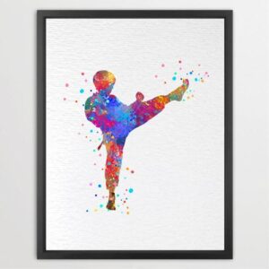 Dignovel Studios Unframed Karate Boy Kid Art Martial Art Father Son Sports Courage Watercolor Art Print Wall Art Poster Home Decor Hanging DN596