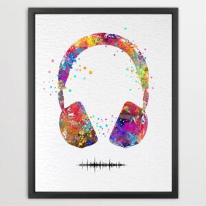 Dignovel Studios Unframed Headset Music Love Musician Studio Earphone DJ Game Room Watercolor Art Print Wall Art Poster Home Decor Hanging DN601