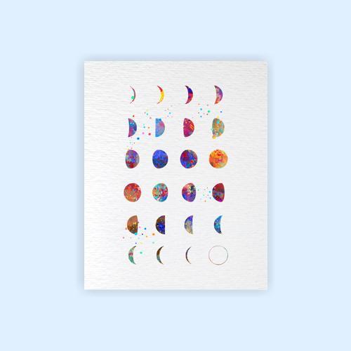 Dignovel Studios Unframed Moon Phases Lunar Chart Astrology Space Exploration Astronaut Watercolor Art Print Wall Art Poster Home Decor Hanging DN603 - Image 2