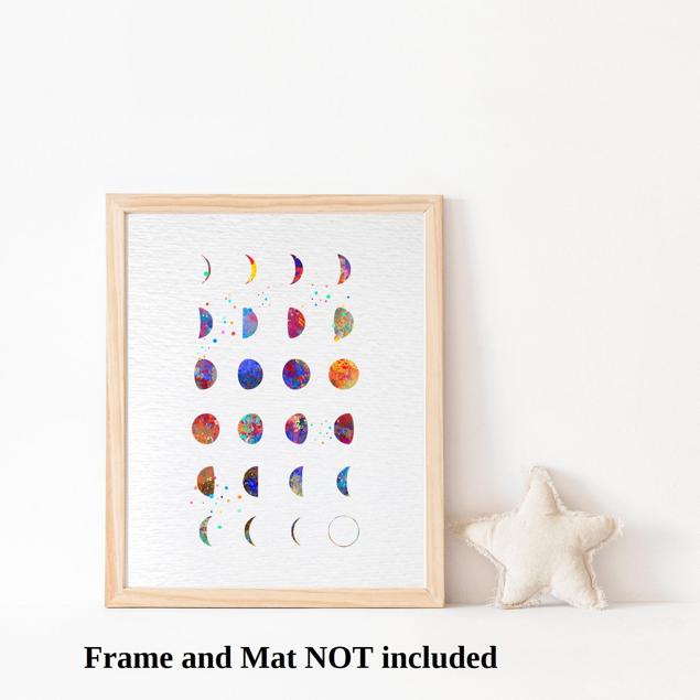 Dignovel Studios Unframed Moon Phases Lunar Chart Astrology Space Exploration Astronaut Watercolor Art Print Wall Art Poster Home Decor Hanging DN603 - Image 3