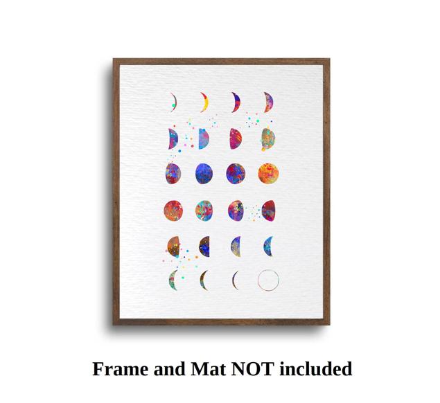 Dignovel Studios Unframed Moon Phases Lunar Chart Astrology Space Exploration Astronaut Watercolor Art Print Wall Art Poster Home Decor Hanging DN603 - Image 5