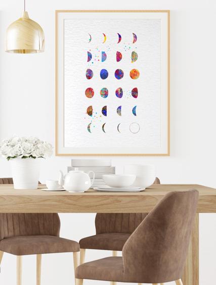 Dignovel Studios Unframed Moon Phases Lunar Chart Astrology Space Exploration Astronaut Watercolor Art Print Wall Art Poster Home Decor Hanging DN603 - Image 8
