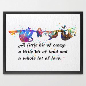 Dignovel Studios Unframed Sloth Family of Four Family Motherhood Watercolor Art Print Wall Art Poster Home Decor Hanging DN605